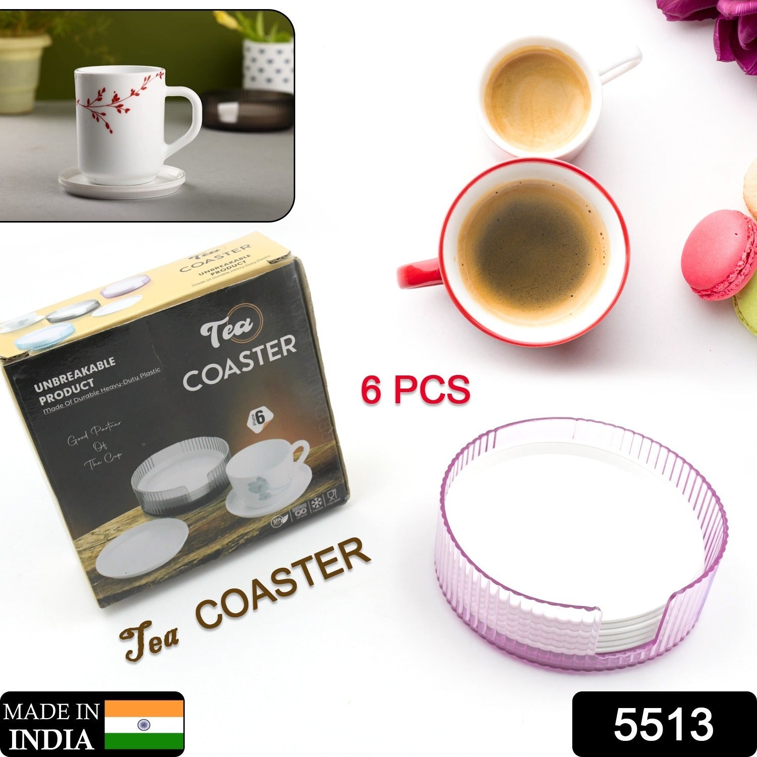5513 Coasters Set of 6 Plastic Coasters Spill Protection for Table Desk Durable and Non Slip Plastic Coaster Fit Common Size Drinking Glass Coffee Cup Tea Cup Mug 5513 Coasters Set of 6 Plastic Coasters Spill Protection for Table Desk Durable and Non Slip Plastic Coaster Fit Common Size Drinking Glass Coffee Cup Tea Cup Mug